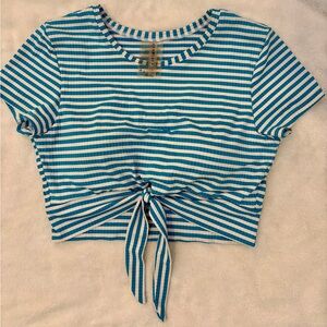 Blue and White Striped Bikini Set